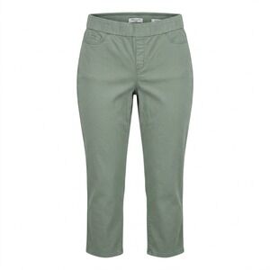 Nine West Pull On Crop St14 Green Stretch Cotton Twill Casual Coastal Minimalist